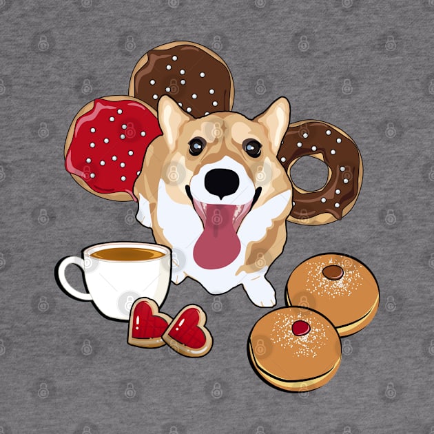 Coffee and Donuts Corgi by MaplewoodMerch